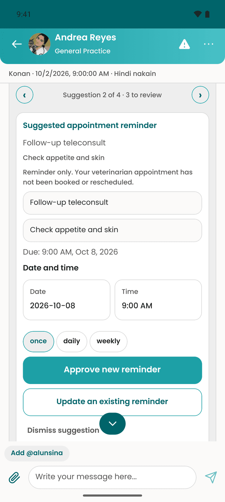 Alunsina app screen