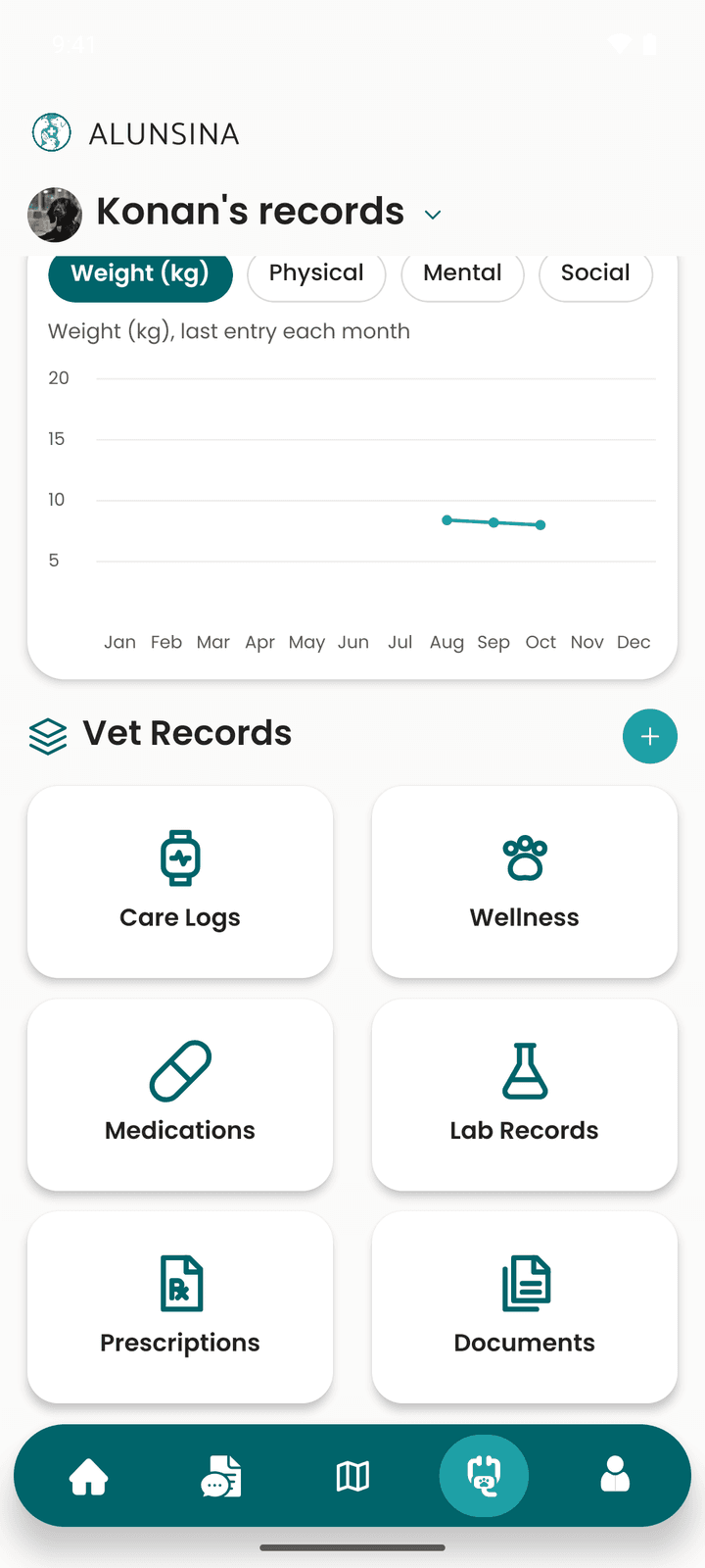 Alunsina app screen